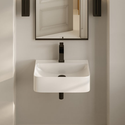St. Tropez 17" Rectangle Wall-Mounted Sink in Glossy White