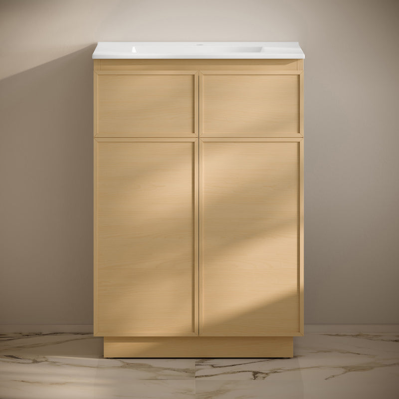 St. Tropez 24" Freestanding Bathroom Vanity in Natural Oak with Sink Top