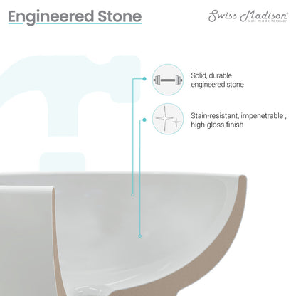 60-inch engineered stone vanity top bathroom sink with stain-resistant, high-gloss finish.