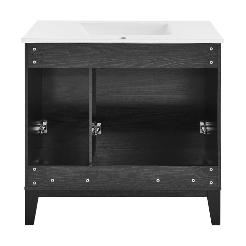 Cascade 36" Freestanding Bathroom Vanity in Black Oak with Sink Top