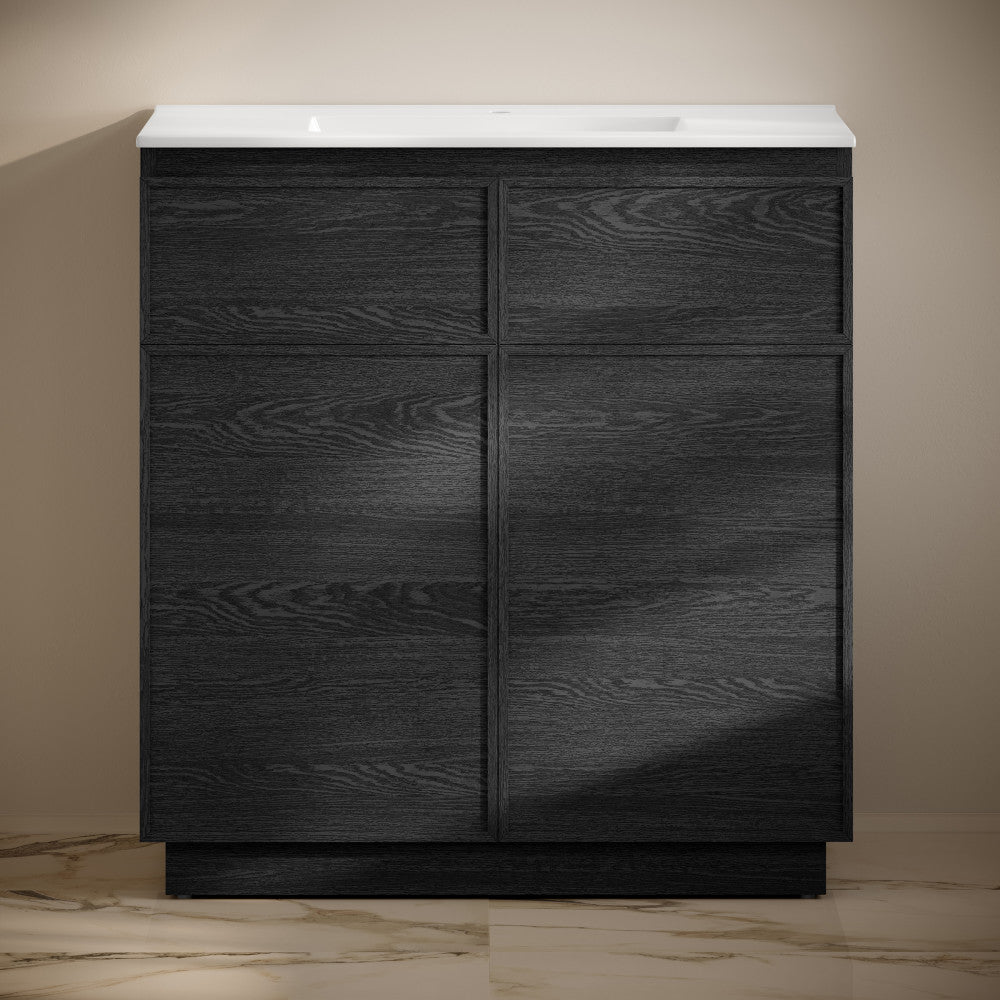 St. Tropez 36" Freestanding Bathroom Vanity in Black Oak with Sink Top