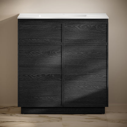 St. Tropez 36" Freestanding Bathroom Vanity in Black Oak with Sink Top