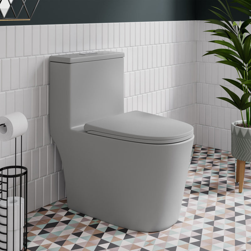 Dreux One Piece Elongated Dual Flush Toilet in Matte Gray 0.95/1.26 GPF