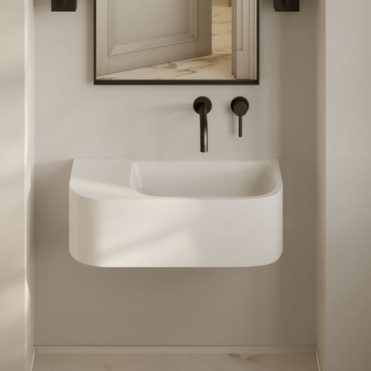 Carre 25" Solid Surface Oval Wall-Mounted Sink In Matte White