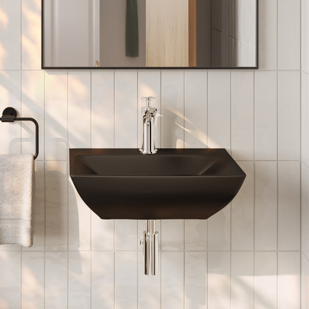 Sublime 18" Ceramic Wall Hung Sink in Matte Black